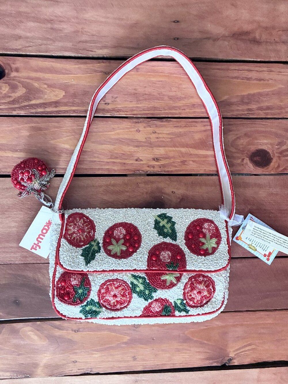 NWT VIRAL T.J.Maxx Beaded Tomato Purse - Picture 1 of 10